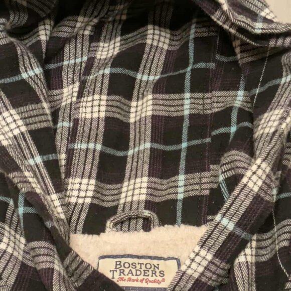 Boston Traders  Mens Large Hooded Fleece Lined Plaid Shirt Jacket Pullover - Picture 3 of 8